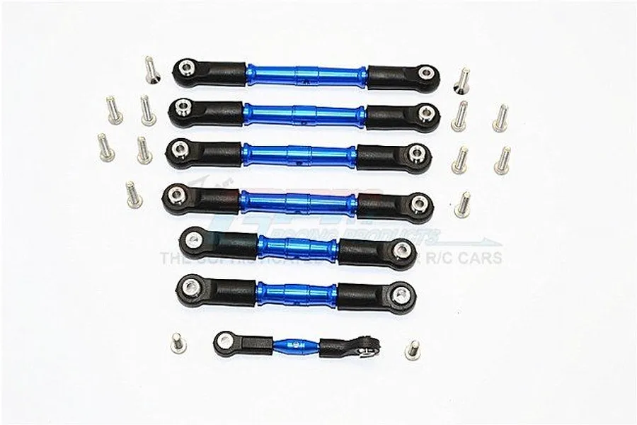 GPM Blue Aluminium Traxxas Slash 4x4 LCG Complete Turnbuckle Set 7Pcs w
